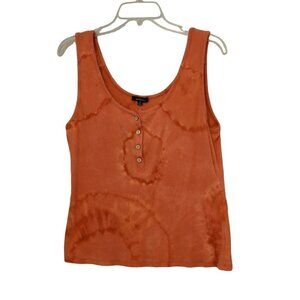 Women's Ambiance Orange Ribbed Super Soft Custom Bleach Dye Crop Tank Top Size 3